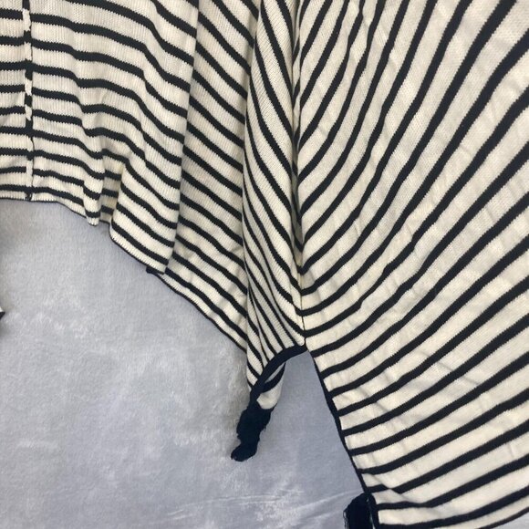 Chico's Open Front Poncho Knit Poncho Sweater One Size Cape Tassels Striped OSFA - Picture 12 of 12